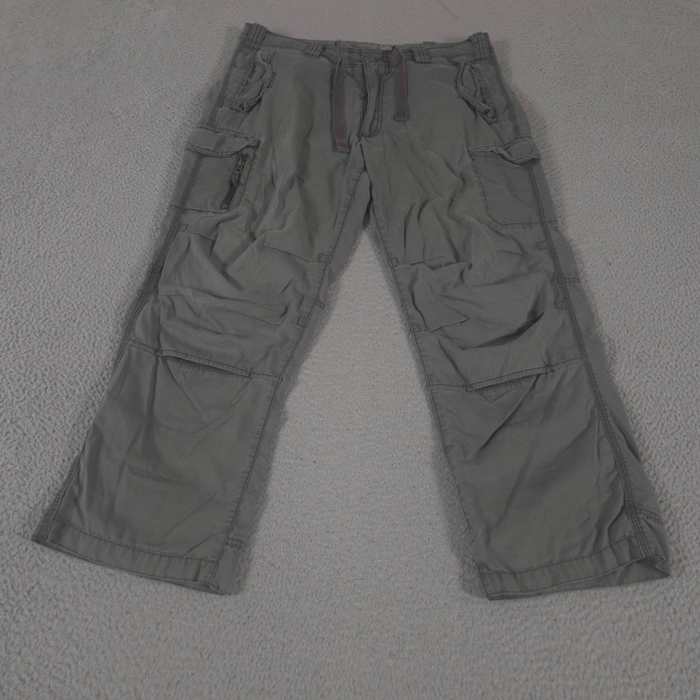 VINTAGE Eddie Bauer Pants Mens 36x30 Grey Paratrooper Cargo Straight Cotton 90s